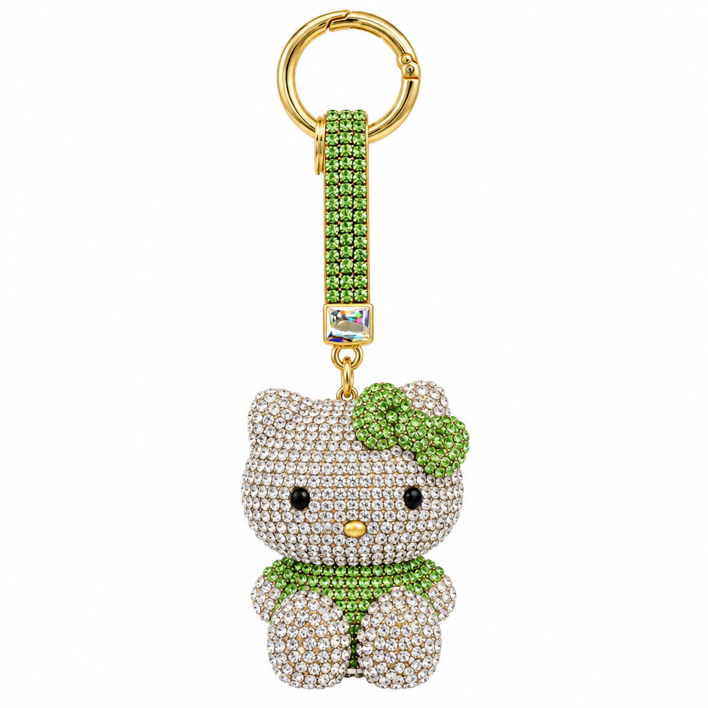Hello Kitty Luxury Rhinestone Keychain Green
